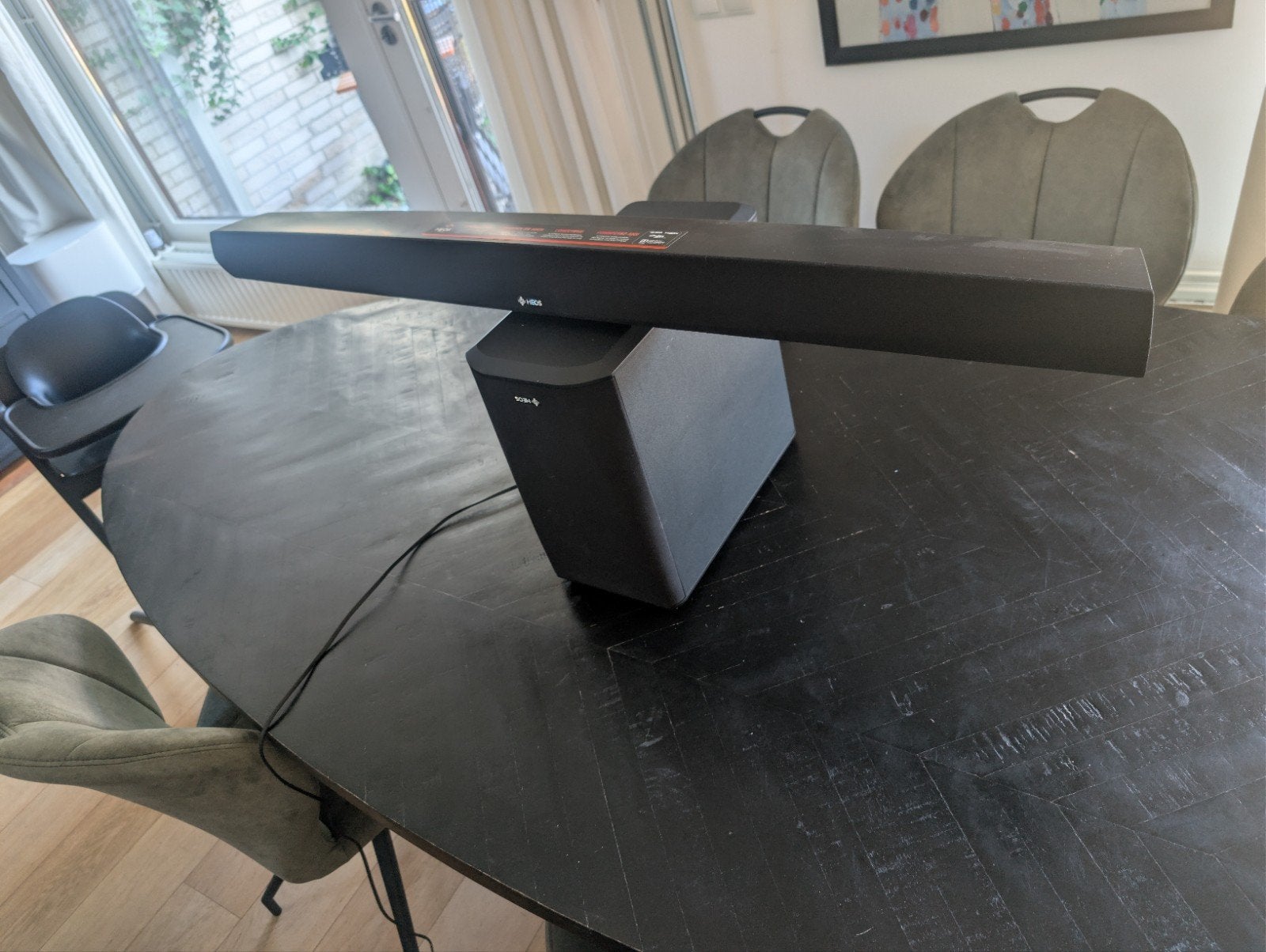 Denon HEOS Home Cinema HS2 Soundbar met Subwoofer, Ophalen, Met externe subwoofer, Zo goed als nieuw