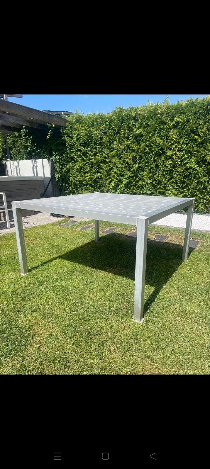 Moderne aluminium tuintafel 130x130, Ophalen, Gebruikt, Rechthoekig, Aluminium