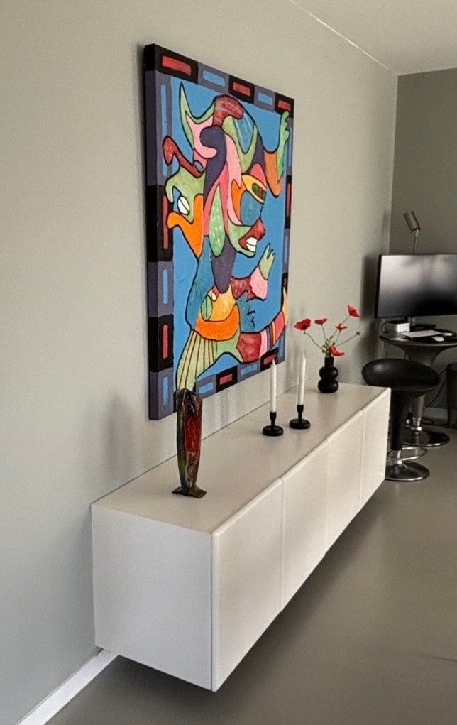 Witte zwevende Banzbord dressoir Modern en stijlvol, Ophalen, Gebruikt, 150 tot 200 cm, Minder dan 100 cm