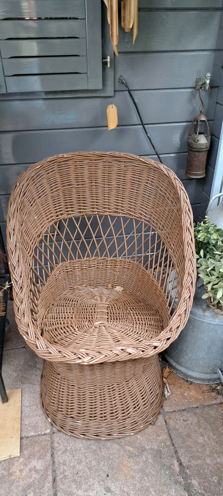 retro rieten stoel voor binnen of buiten, Tuin en Terras, Tuinstoelen, Ophalen, Rotan