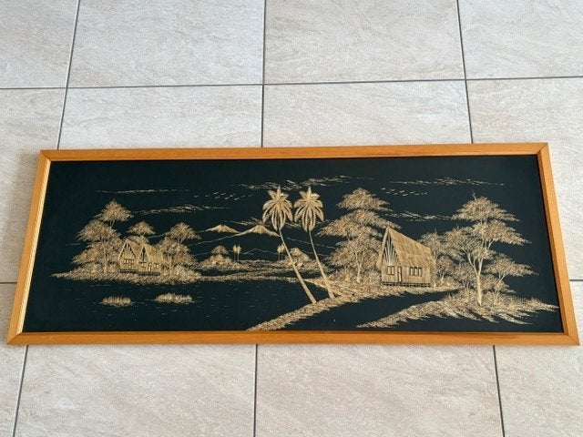 Schilderij met mooie Indonesische kunst, Ophalen, Overige stijlen, Doek, Overige technieken