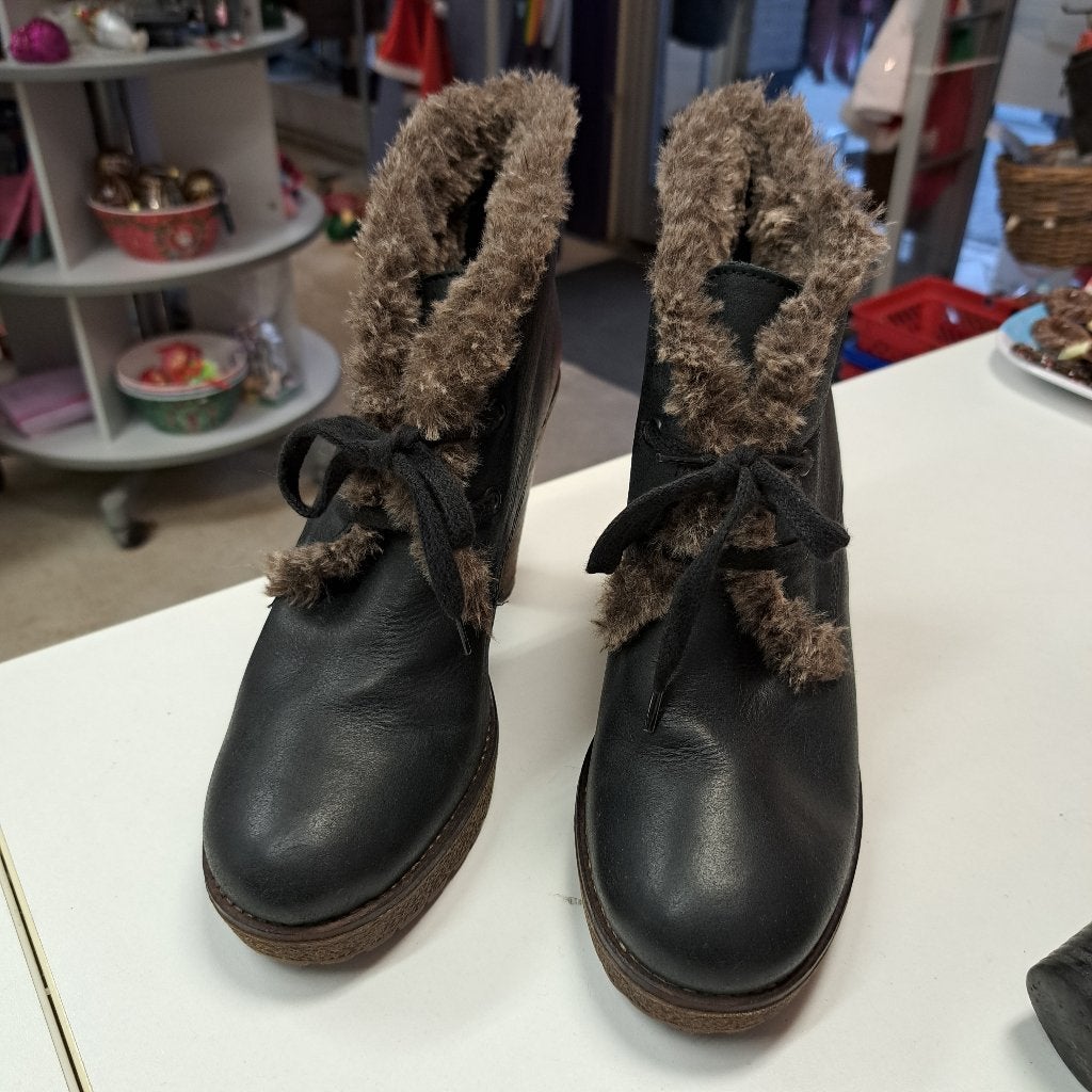 Fred de la Bretoniere leren enkellaarsjes +faux fur 38 50358, Fred de la Bretoniere, ., Zwart, Lage of Enkellaarzen