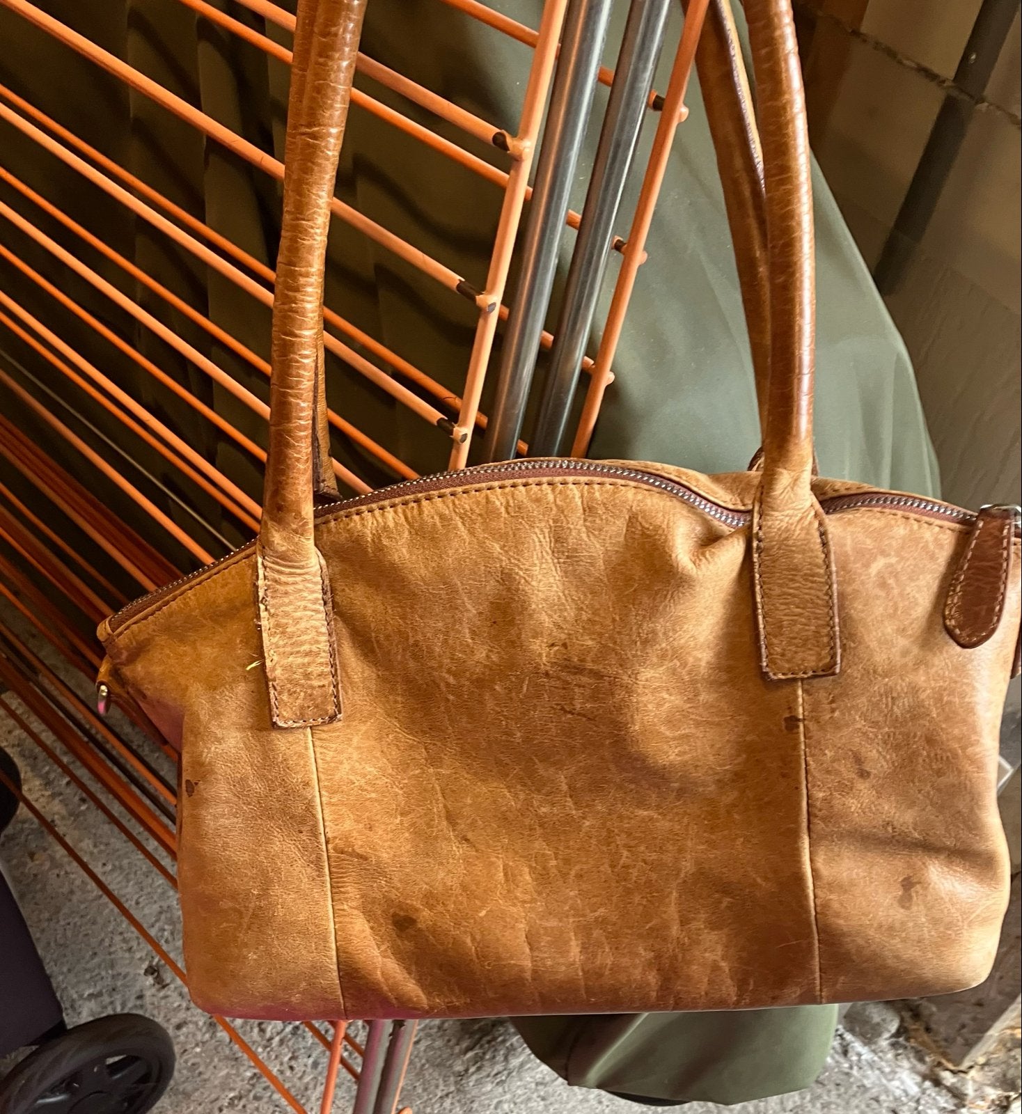 Manfield leren tas, cognac, Ophalen of Verzenden, Gebruikt, Bruin, Handtas