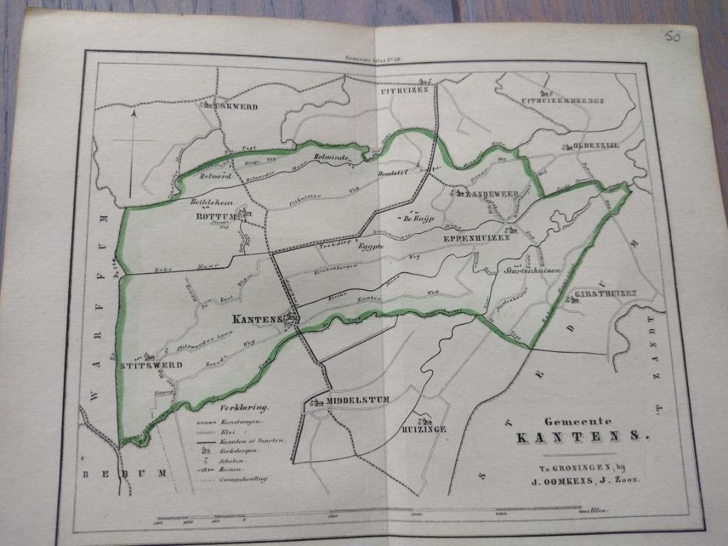 50 Kantens Huizinge Oldenzijl Uithuizen Rottum Litho 1862, Antiek en Kunst, Ophalen of Verzenden