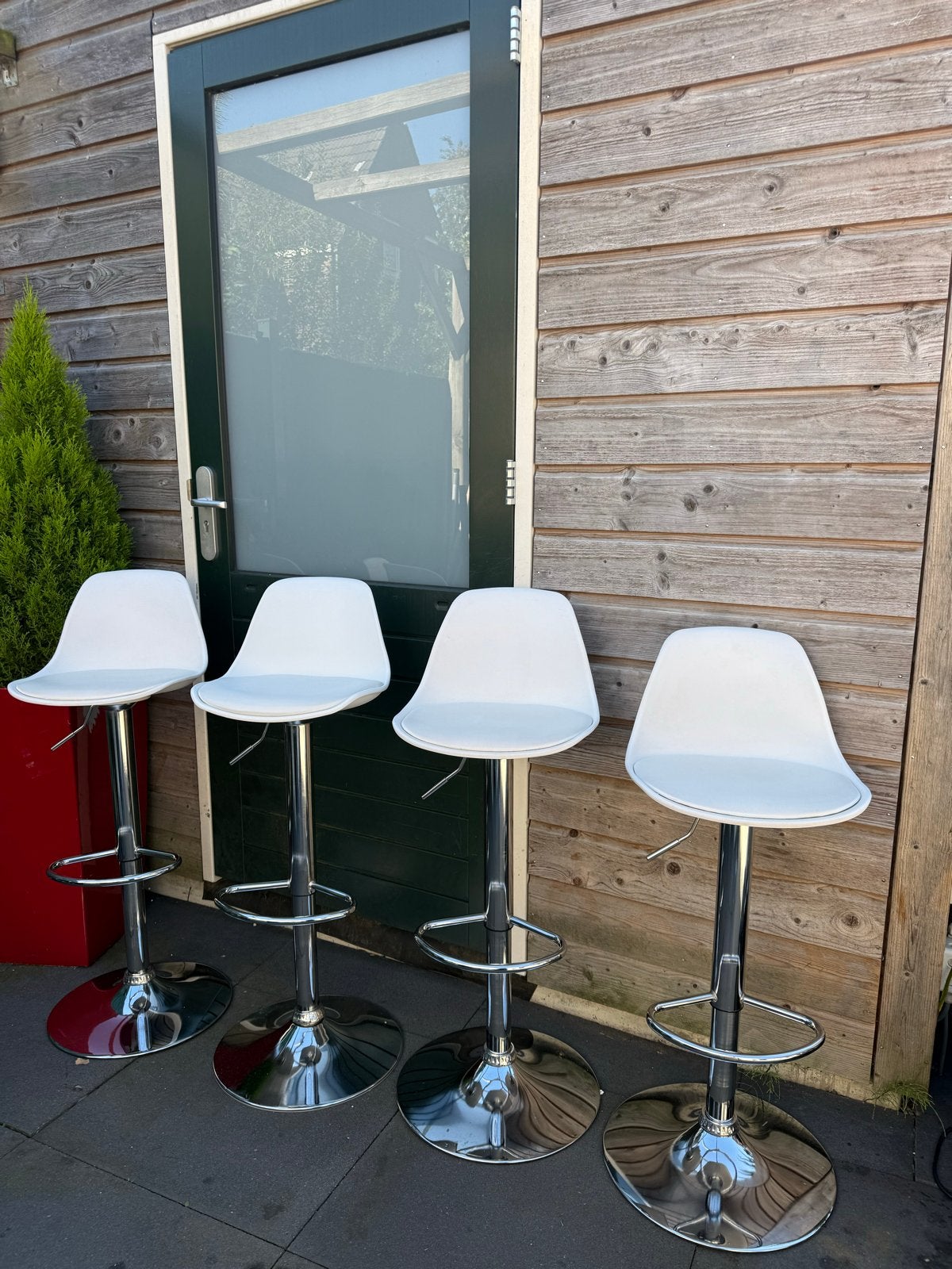 Set van 4 moderne bar krukken - wit met chroom