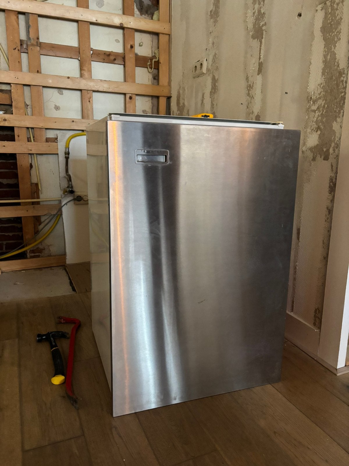 RVS vriezerdeur voor inbouw SMEG (?), Witgoed en Apparatuur, Vriezers en Diepvrieskisten, Ophalen, Zo goed als nieuw, Inbouw, Minder dan 60 cm