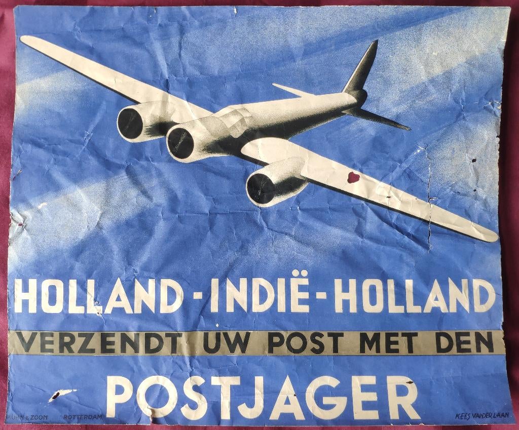 Nederlands Indië verzendt uw post met den Postjager poster 2, Ophalen, Gebruikt, Rechthoekig Liggend, A1 t/m A3