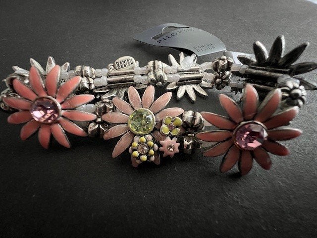 PILGRIM Daisy stretch armband pastelrozeoranje 324812, Verzenden, Nieuw, Met bedels of kralen, Elastiek