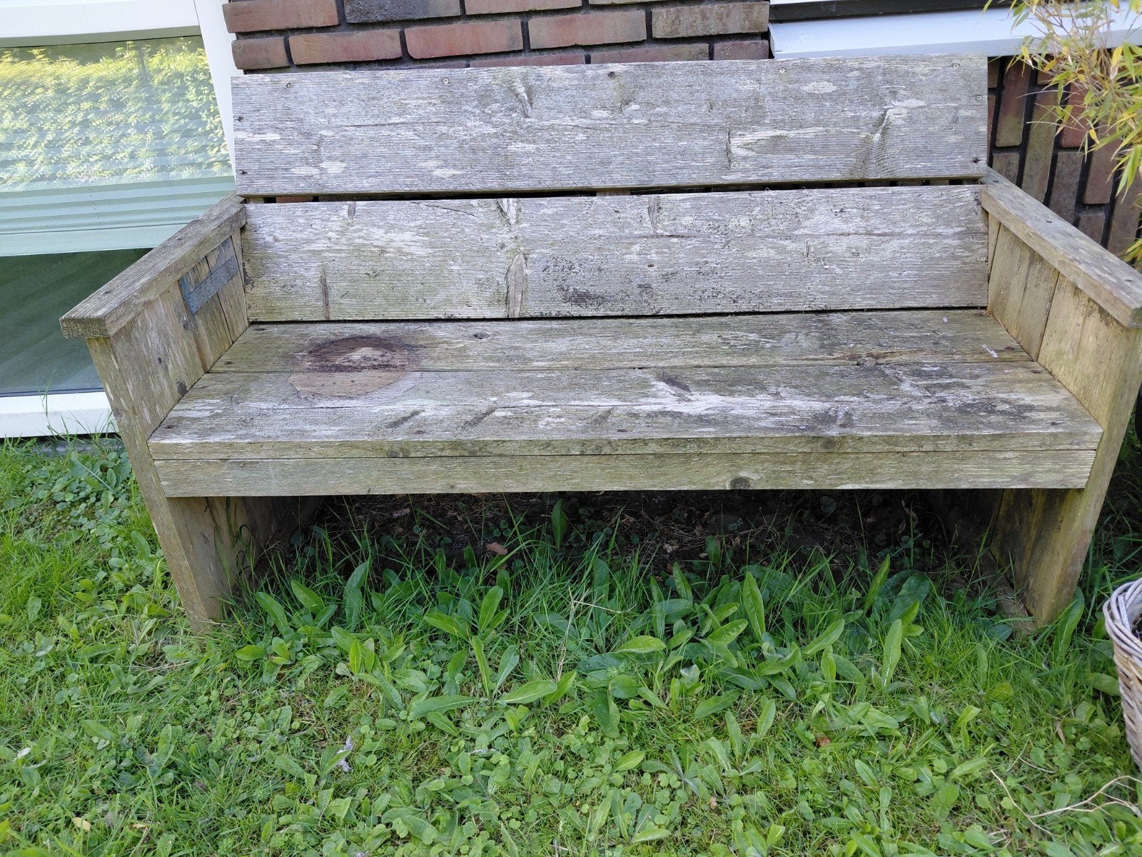 Steigerhouten bank gratis!, Ophalen, Gebruikt, Hout
