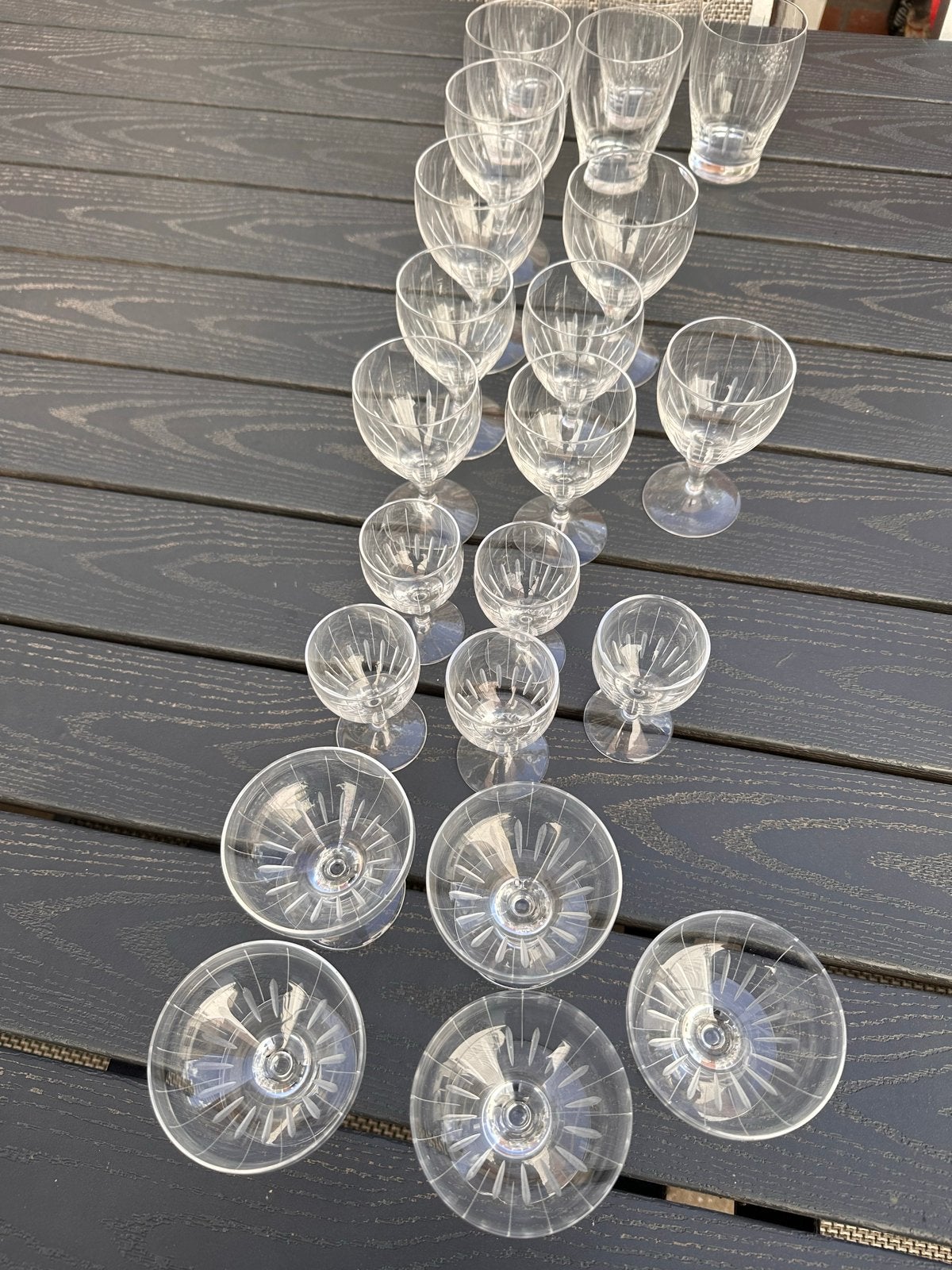 Prachtige antieke kristallen glazenset, Ophalen of Verzenden