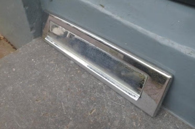 Brievenbus chroom verchroomd brievenbusklep brievenbusplaat, Ophalen of Verzenden, Gebruikt, Chroom, Overige typen