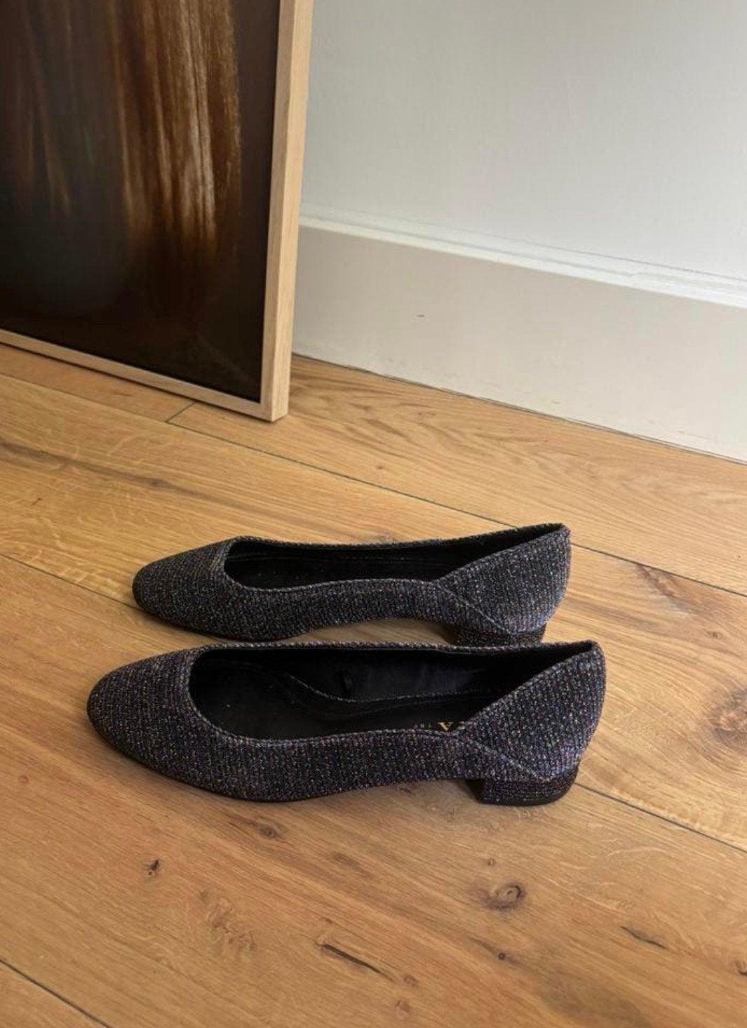 Zara glitter ballerina, loafers, platte flats,slip ons 36/37, Kleding | Dames, Nieuw, Ophalen of Verzenden, Instappers, Zwart