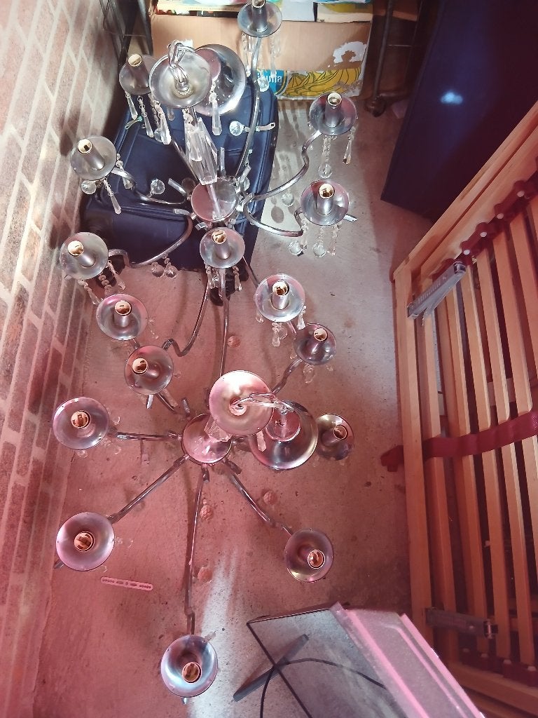 Kroonluchters, Huis en Inrichting, Lampen | Kroonluchters, Ophalen of Verzenden, Gebruikt, Glas, Romantisch