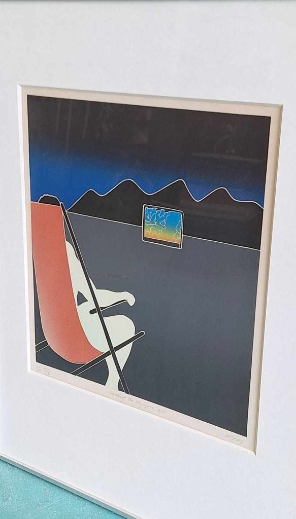 Ets van Thom de Jong (1940-1988), Watching the Olympics., Ophalen, Dagelijks leven, 76 cm, Origineel