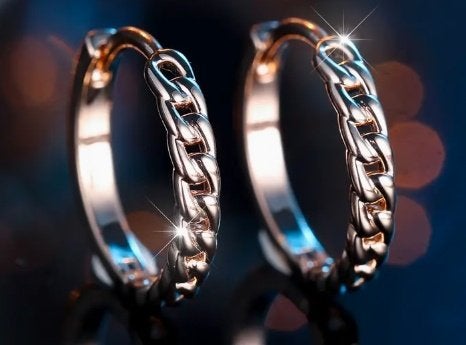 18K goud verguld gedraaide ketting orbellen, Overige materialen, Nieuw, Ophalen of Verzenden, Knopjes of Stekers