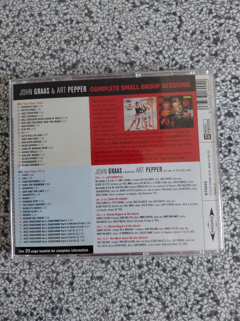 John Graas&Art Pepper-complete small group sessions, Cd's en Dvd's, Inclusief boekje, Gebruikt, Verzenden, Overige typen