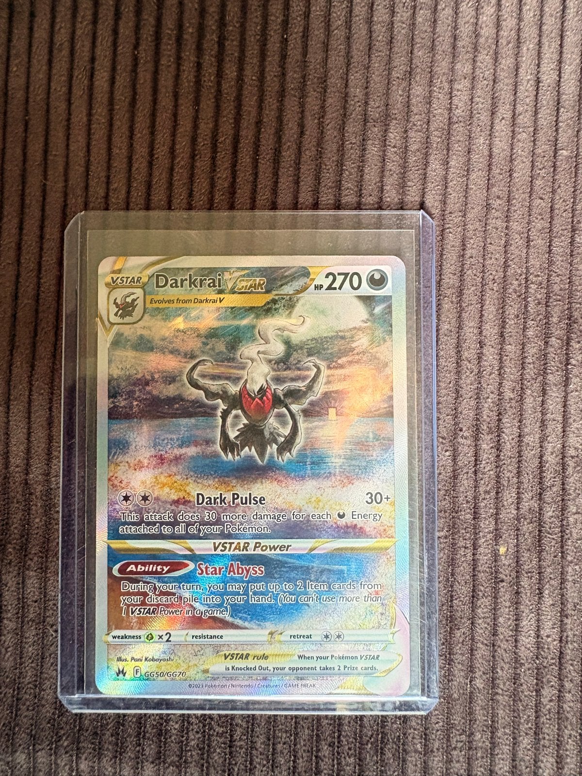 Darkrai VSTAR GG50/GG70 Pokémon Kaart Crown Zenith, Ophalen of Verzenden, Zo goed als nieuw, Losse kaart