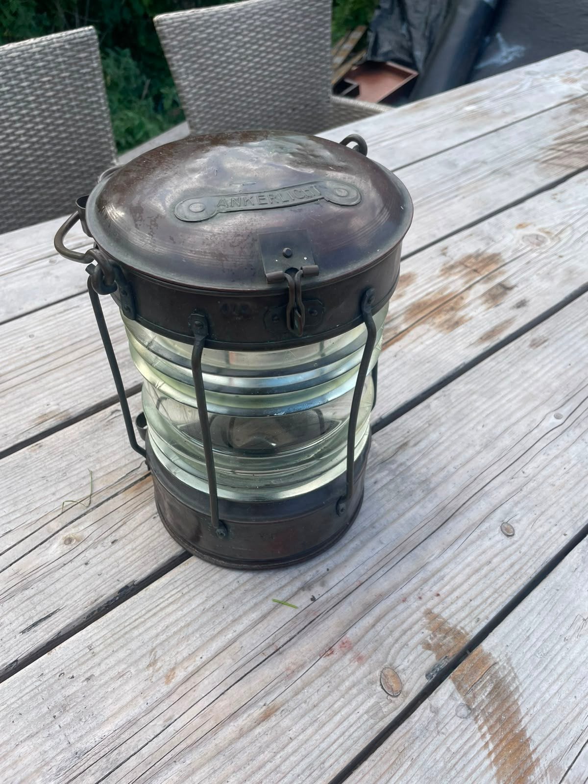 Prachtige authentieke koperen scheepslamp – Ankerlicht, Antiek en Kunst, Ophalen of Verzenden