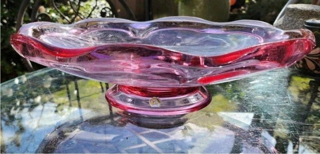 Roze Cranberry Glass Schaal Dish, Ophalen of Verzenden