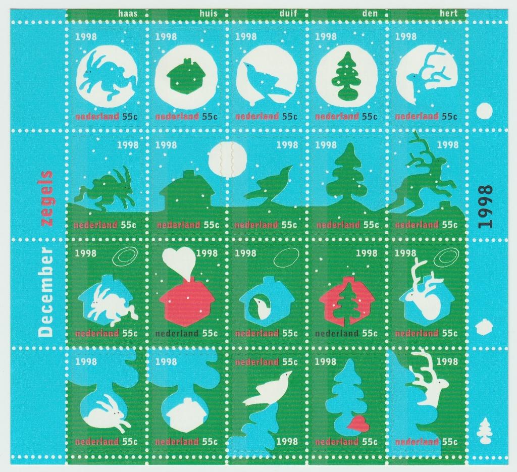 Nederland - velletje kerstzegels 1998 - pf, Postzegels en Munten, Postzegels | Nederland, Verzenden, Na 1940, Postfris