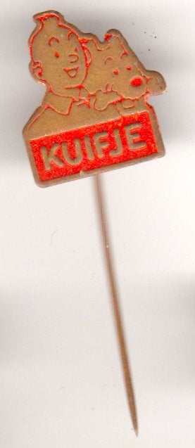 Kuifje vintage speld dik metaal, Verzenden, Zo goed als nieuw, Transport