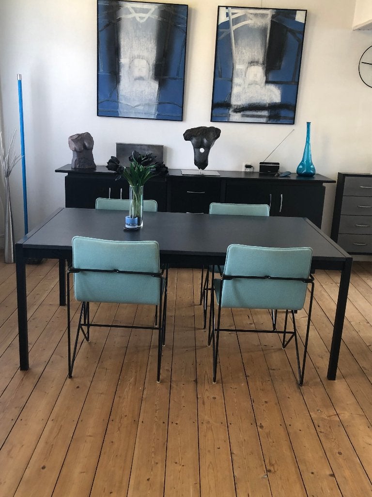 Design eethoek met 4 stoelen gebruikt, Ophalen of Verzenden, Gebruikt, Modern design, 4 tot 6 stoelen