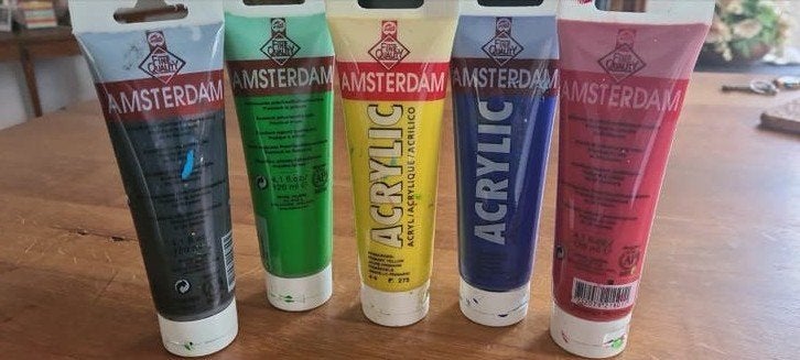 5 tubens Amsterdam acrylic verf, Hobby en Vrije tijd, Ophalen of Verzenden, Acrylverf
