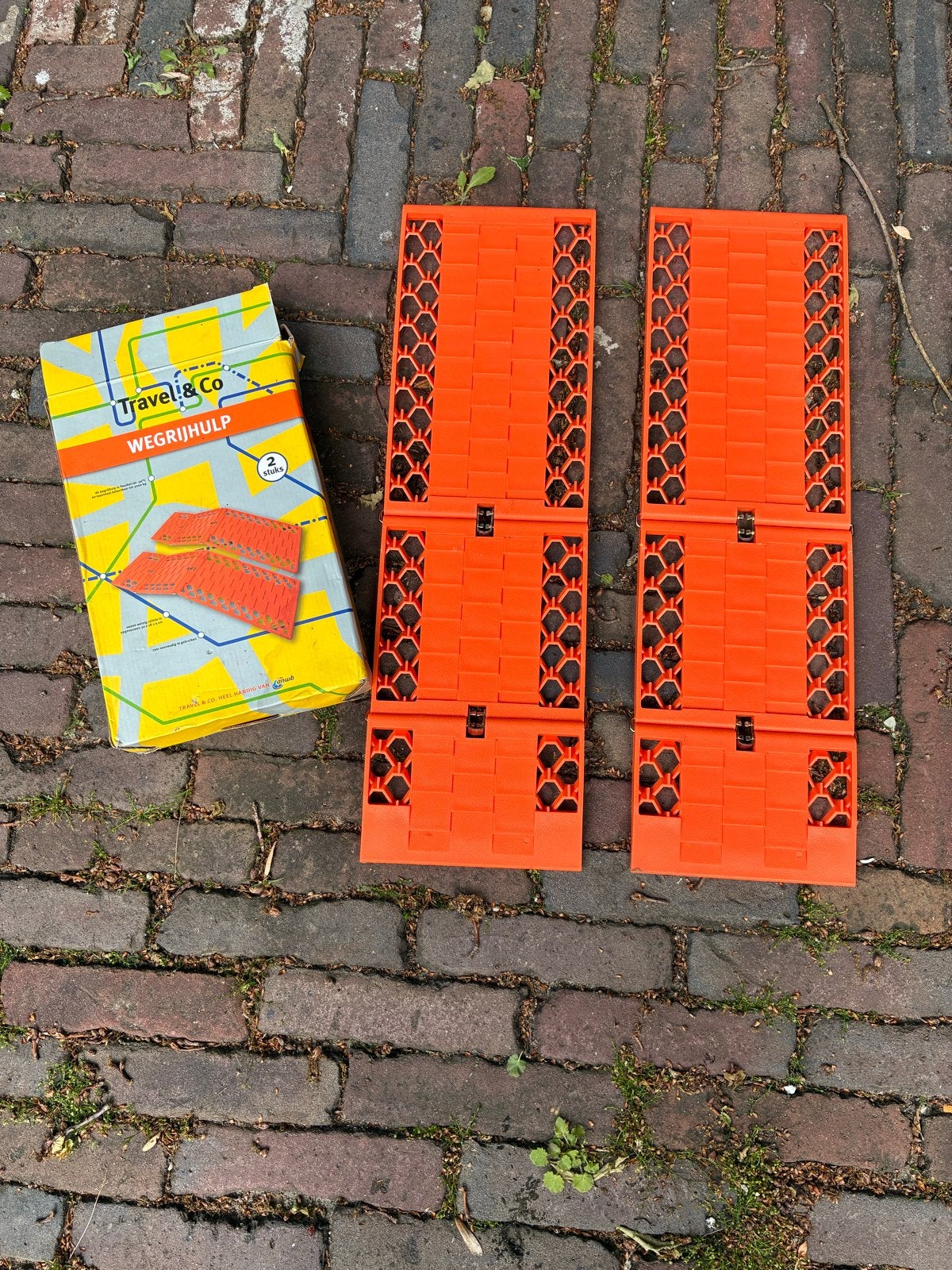 Travel & Co Wegrijhulp - Oranje (2 stuks), Auto diversen, Auto-accessoires, Ophalen of Verzenden, Gebruikt