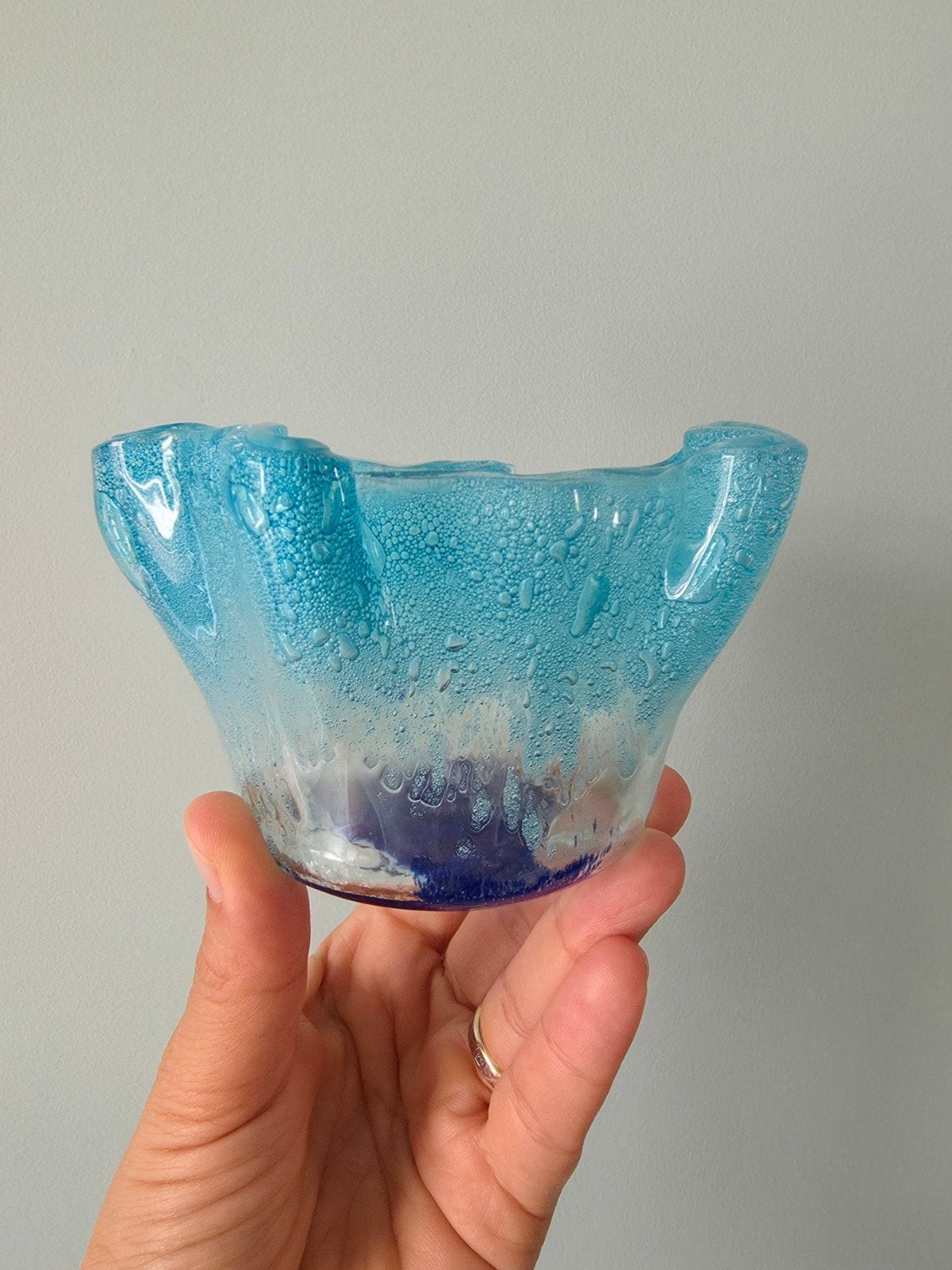 Vintage Art Glass, Murano stijl, bullicante techniek, Ophalen of Verzenden