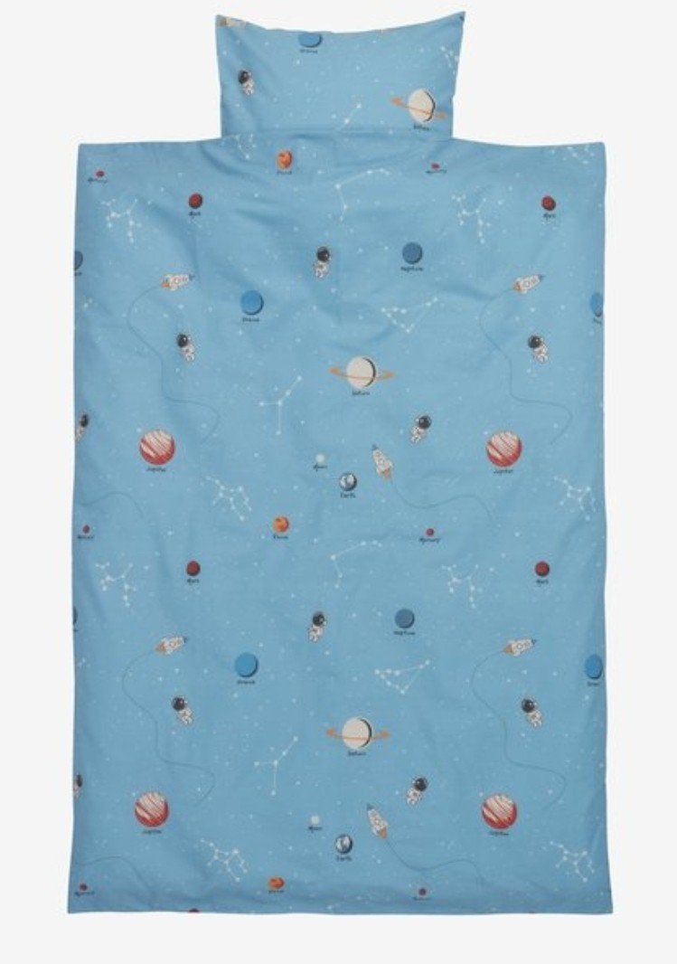Dekbedovertrek ruimtevaart blauw - peuter 100x140, Eenpersoons, Blauw, Dekbedovertrek, Ophalen of Verzenden