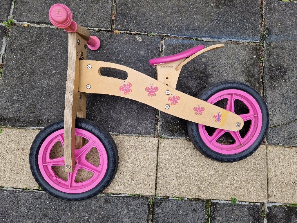 Houten loopfiets roze, Ophalen, Gebruikt, Loopfiets