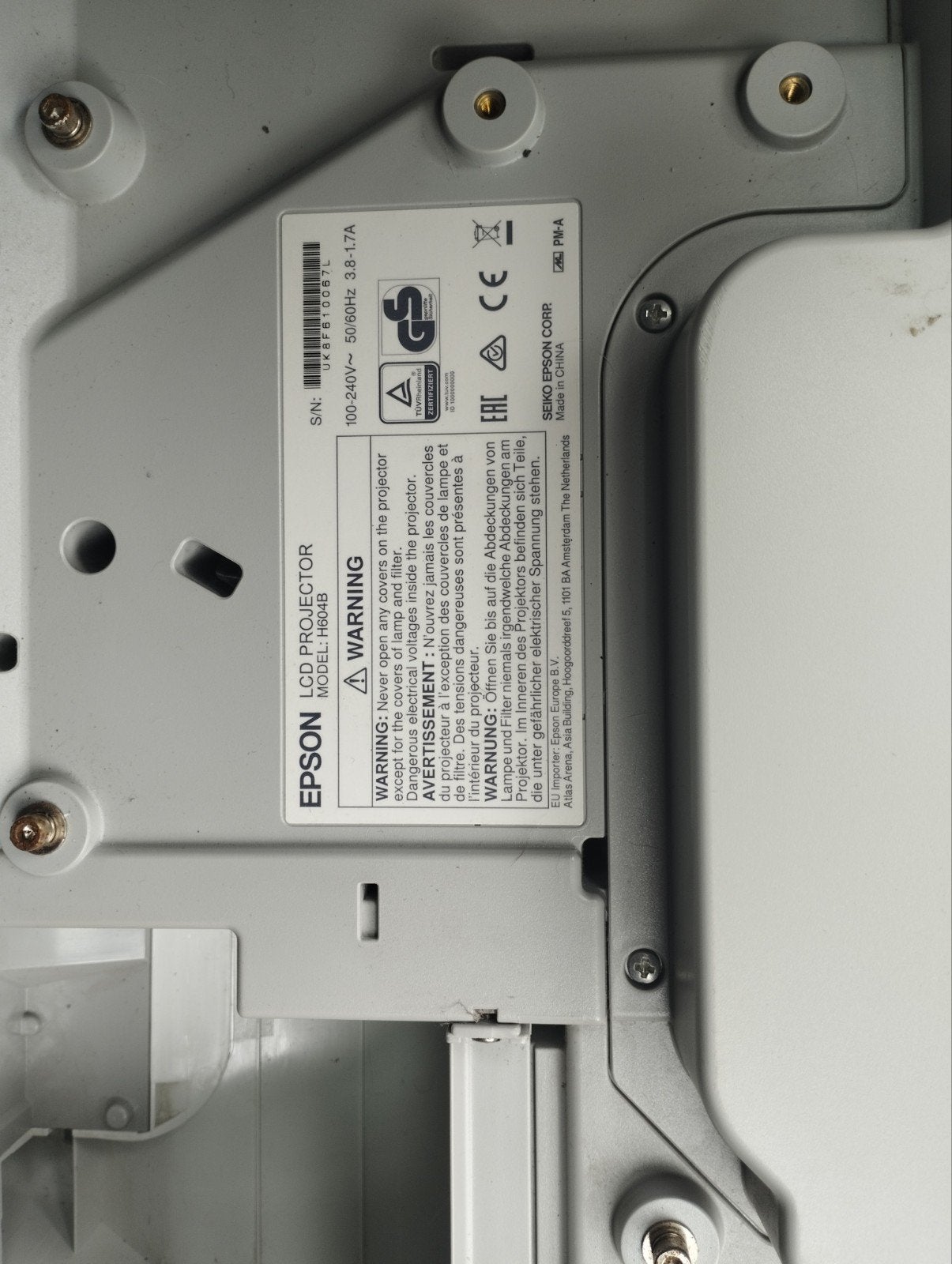 beamer met extra lamp en ophang beugel, Ophalen, Gebruikt