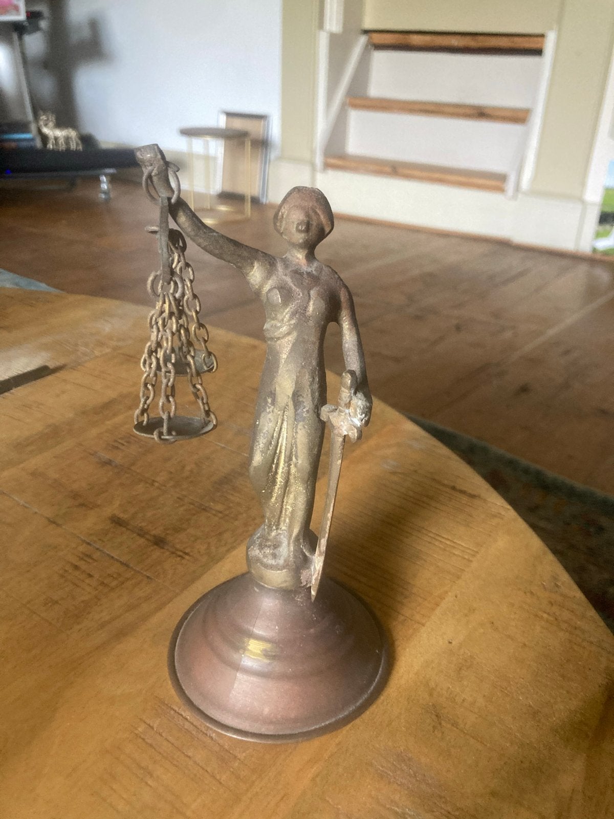 Vintage Vrouwe Justitia beeldje - 17 cm, Ophalen of Verzenden