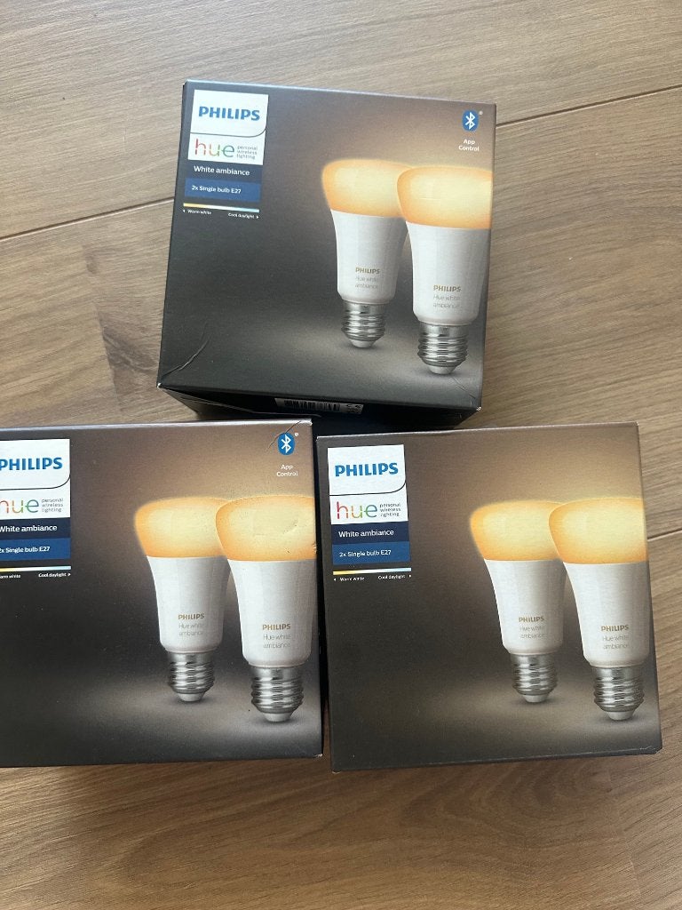 Philips Hue White Ambiance E27 – 6 lampen – NIEUW ongeopend, Philips Hue, Nieuw, 10 tot 30 watt, E27 (groot)