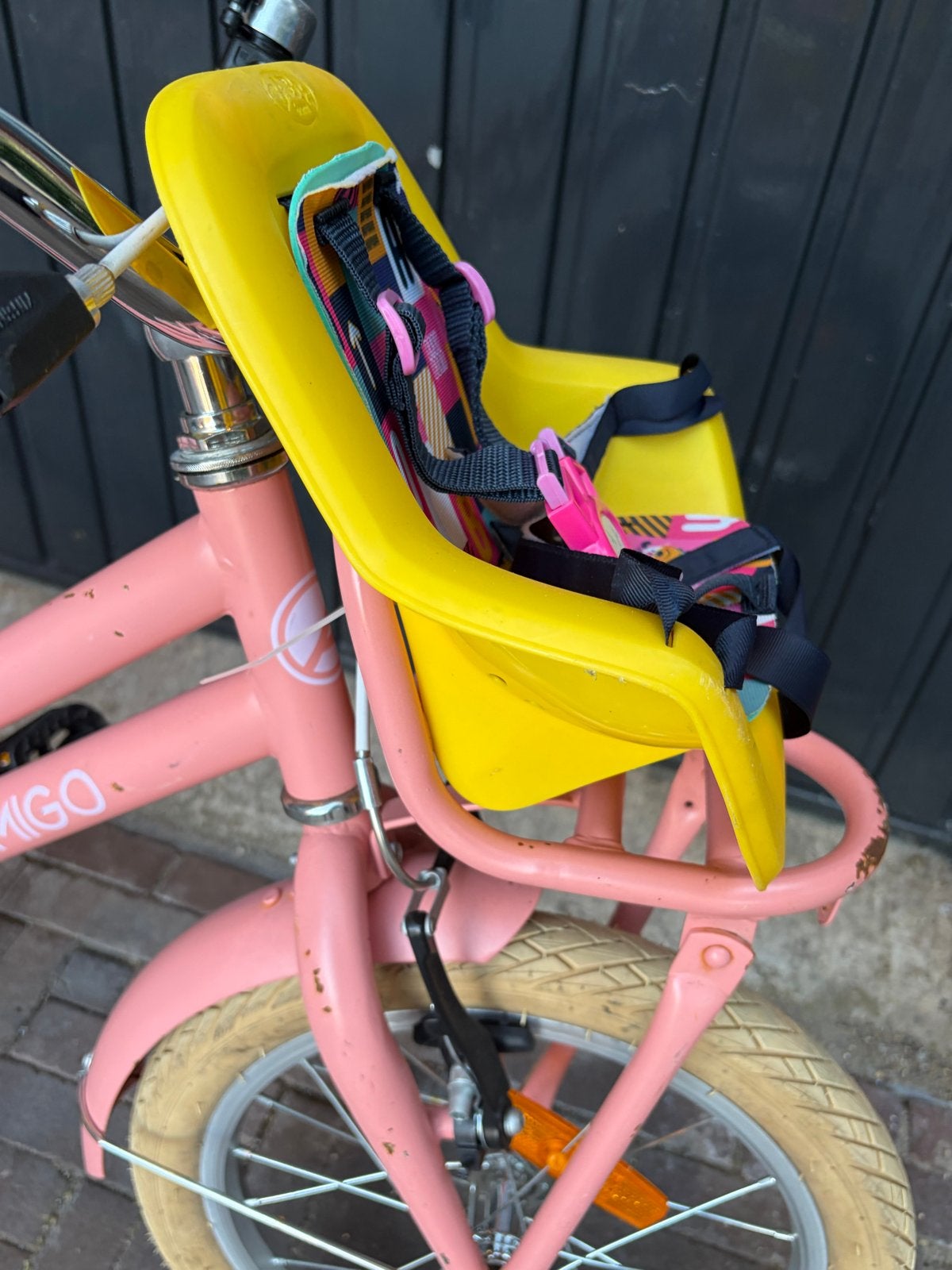 Amigo Bella Kinderfiets 16 inch - met voorzitje voor pop, Ophalen, Gebruikt, Velgrem, 16 tot 20 inch
