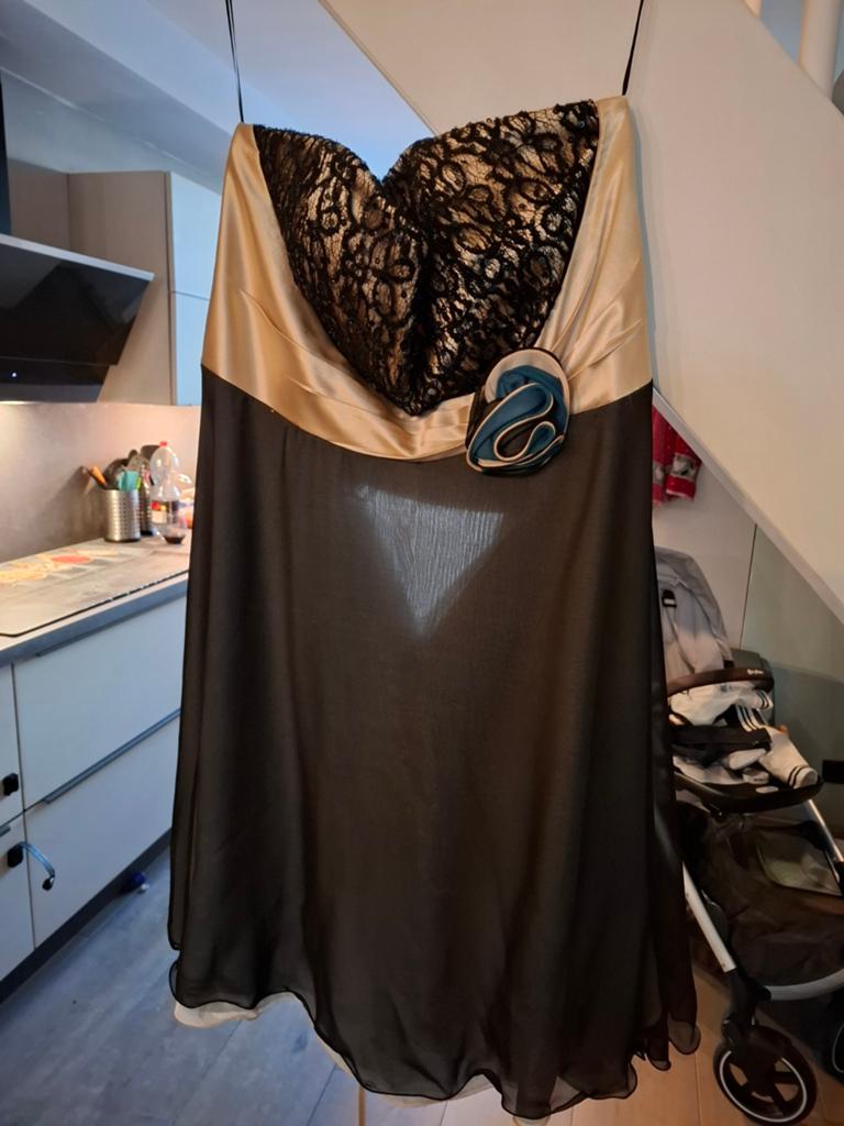 Elegant Zwart Cocktailjurkje met Kant en Satijn, Zwart, Maat 46/48 (XL) of groter, Ophalen of Verzenden, Zo goed als nieuw