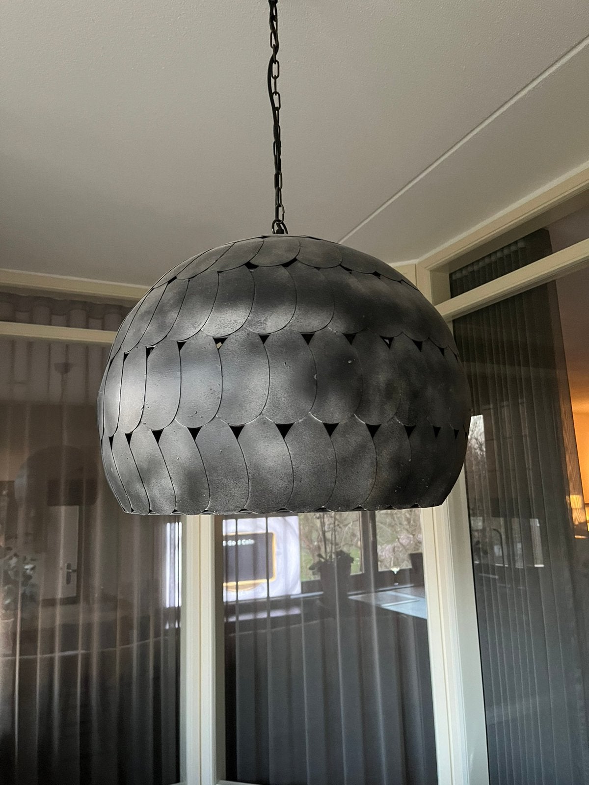 Stoere metalen hanglamp, Huis en Inrichting, Ophalen, Zo goed als nieuw, Metaal, E27 (groot)
