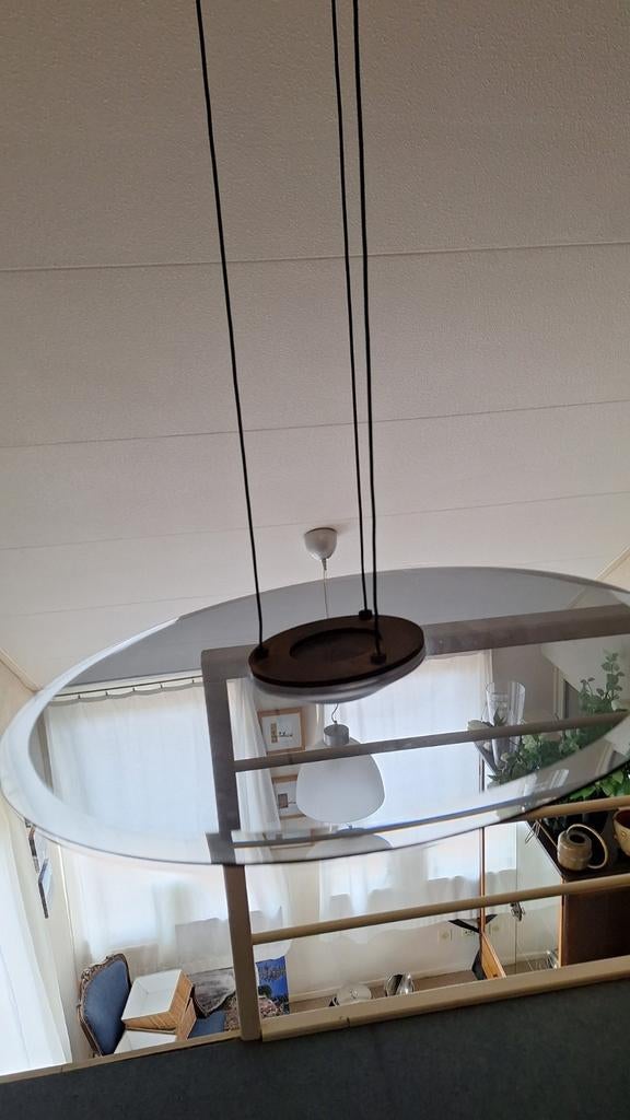 Designlamp. Glazen plaat doorsneden 60 cm. Halogeen lampje., Ophalen