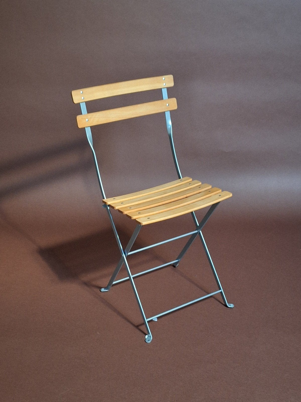 Houten klapstoel met metalen frame - Gebruikt, Ophalen, Gebruikt, Bruin, Eén