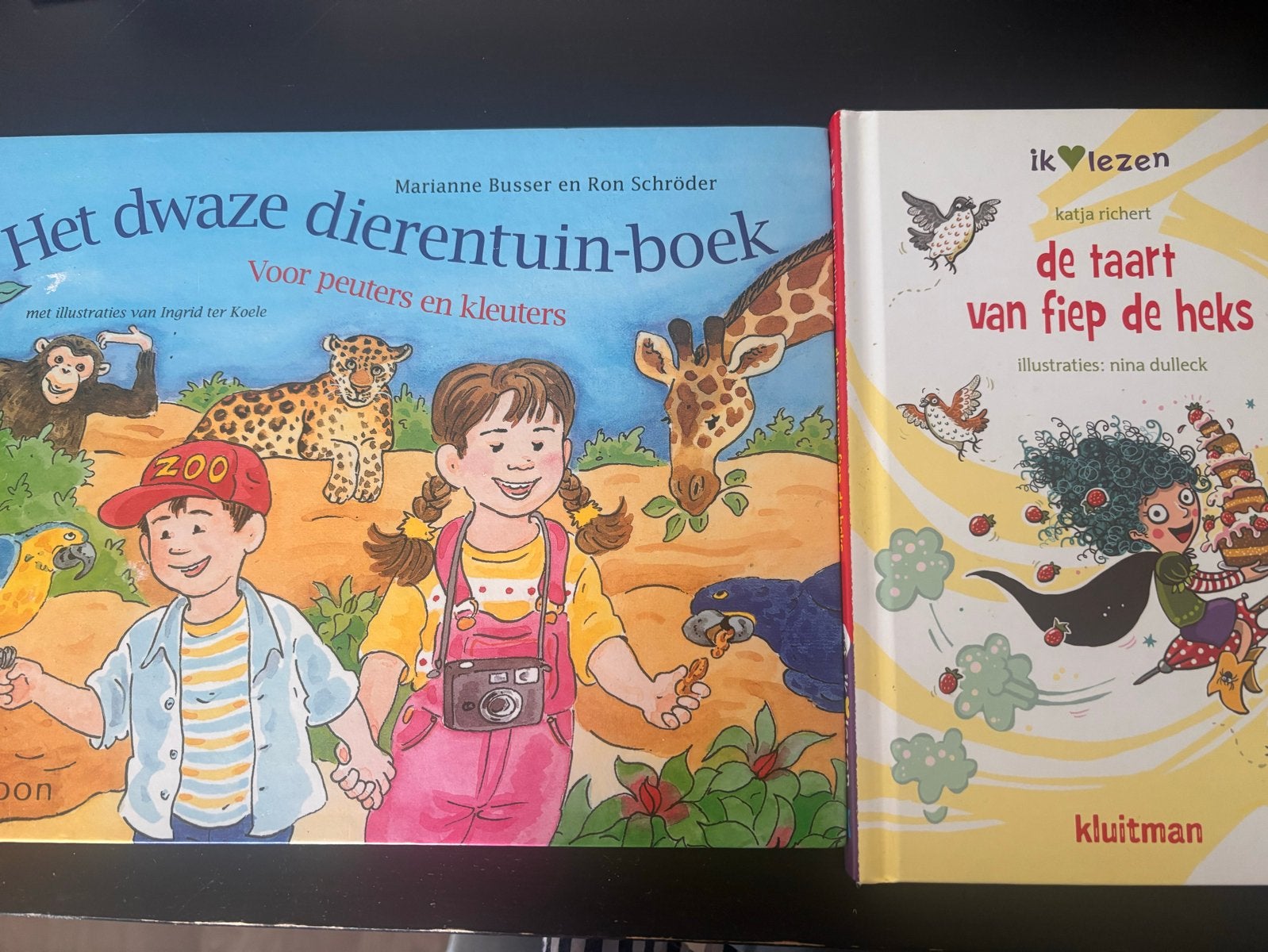 2 kinderboeken: Het dwaze dierentuin-boek & De taart van Fie, Gelezen, 5 of 6 jaar, Fictie algemeen, Jongen of Meisje