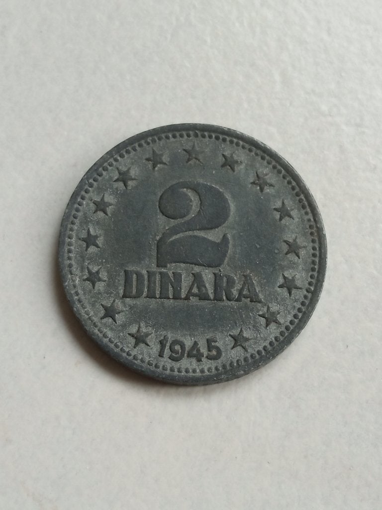Joegoslavië 2 dinar 1945., Ophalen of Verzenden, Joegoslavië, Losse munt