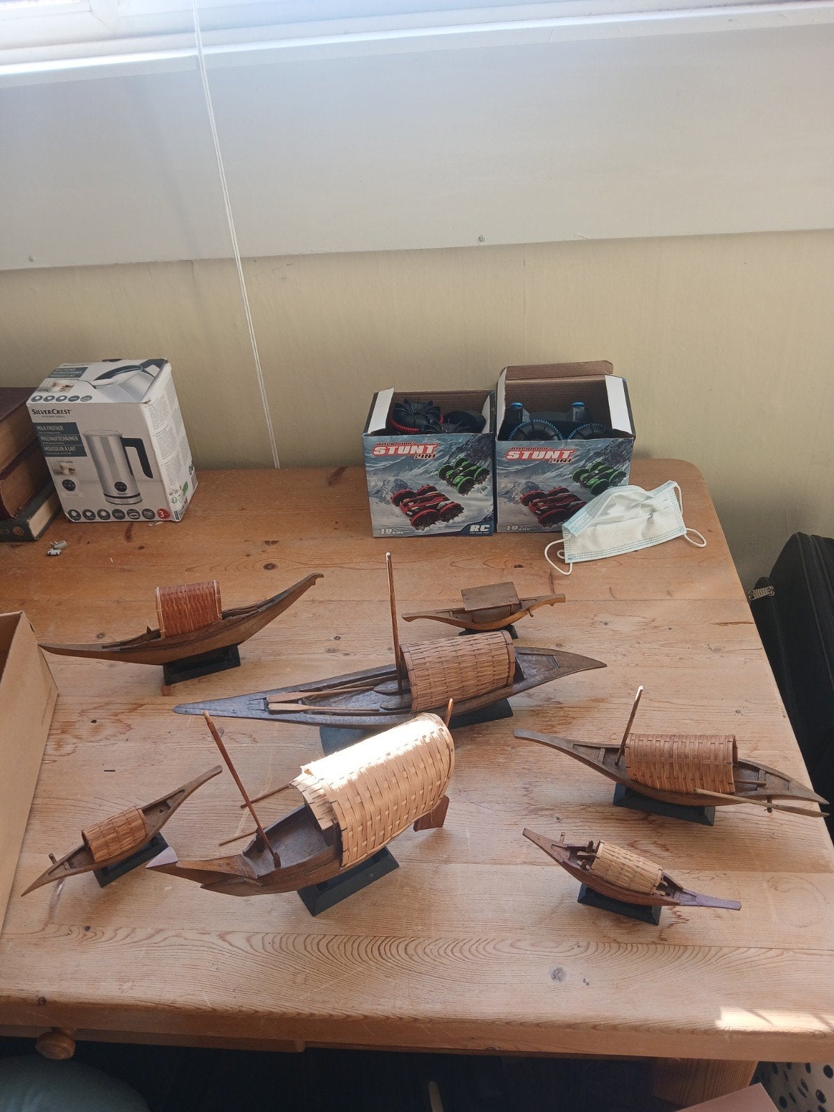Set van 7 handgemaakte houten bootmodellen uit Bangla Desh, Ophalen of Verzenden, Gebruikt, Groter dan 1:32, Overige merken