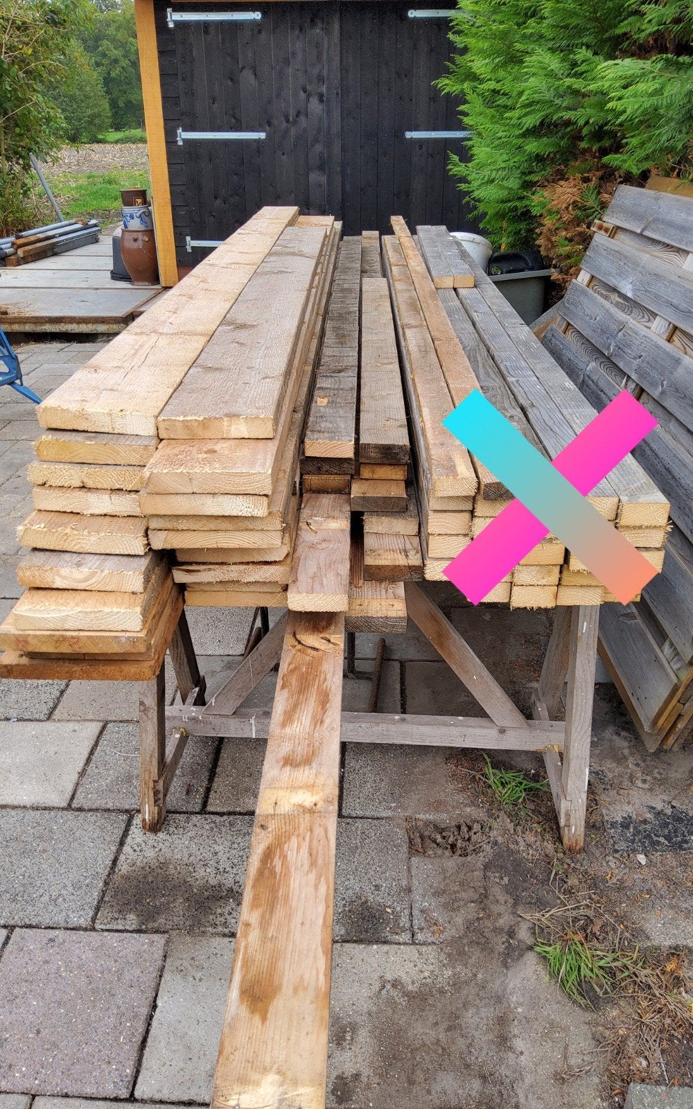 Diverse partij balken en planken, Ophalen, Gebruikt, 25 tot 50 mm, Overige typen