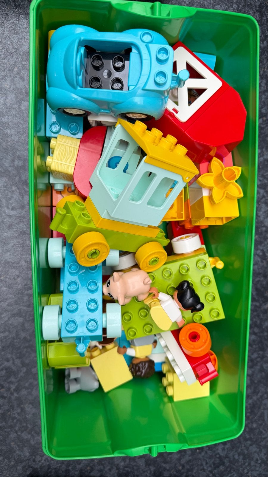 Grote doos met diverse LEGO Duplo blokken en figuren, Gebruikt, Ophalen of Verzenden, Duplo, Losse stenen