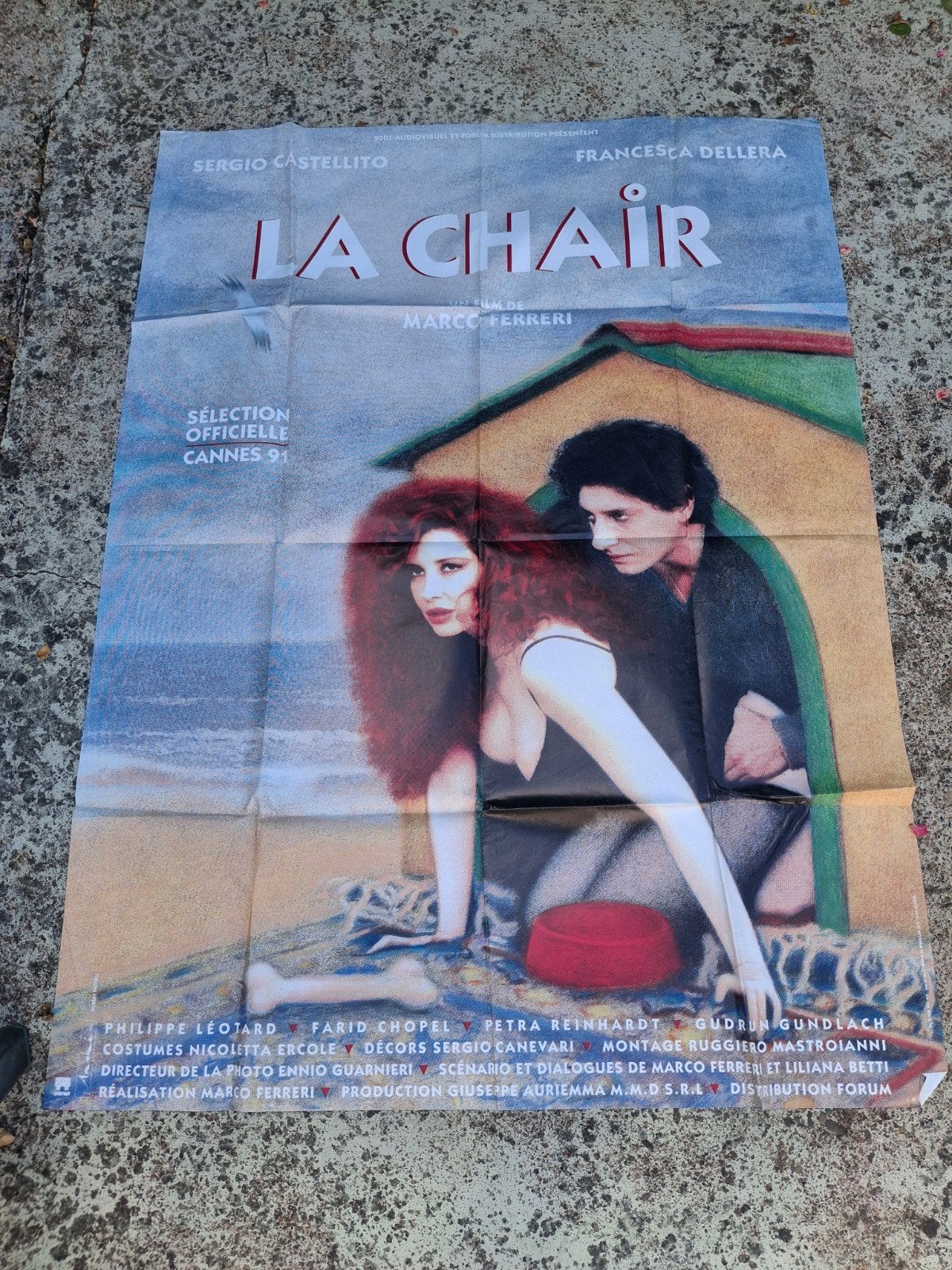 Vintage Franse cinema filmposter XXL, Ophalen of Verzenden, Zo goed als nieuw, Deurposter of groter, Film en Tv