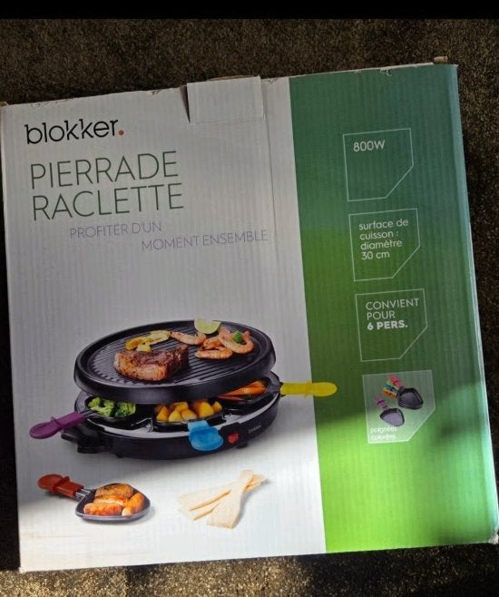 Blokker Pierrade Raclette - 6 personen, 800W, Ophalen, Nieuw, 4 t/m 7 personen
