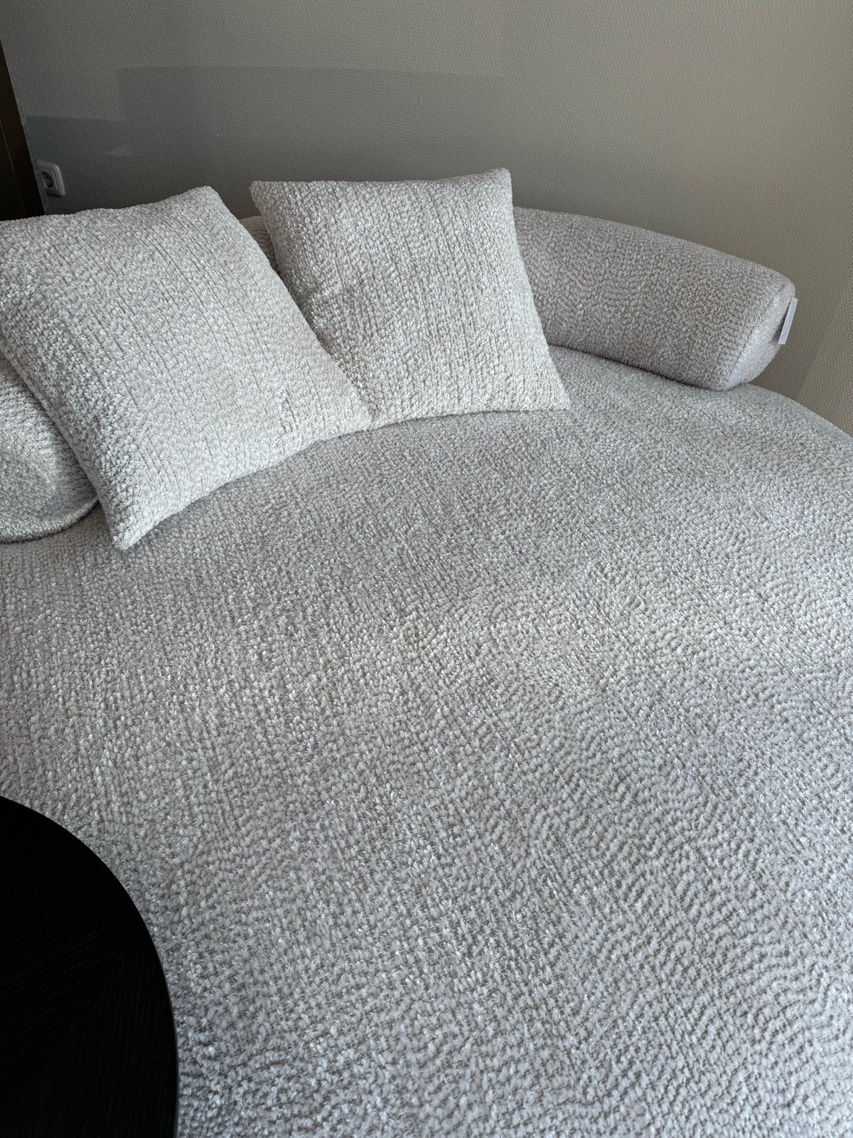 Richmond Luxe ronde chaise longue - Crème stof, 150 tot 200 cm, Ophalen of Verzenden, Driepersoons, Nieuw