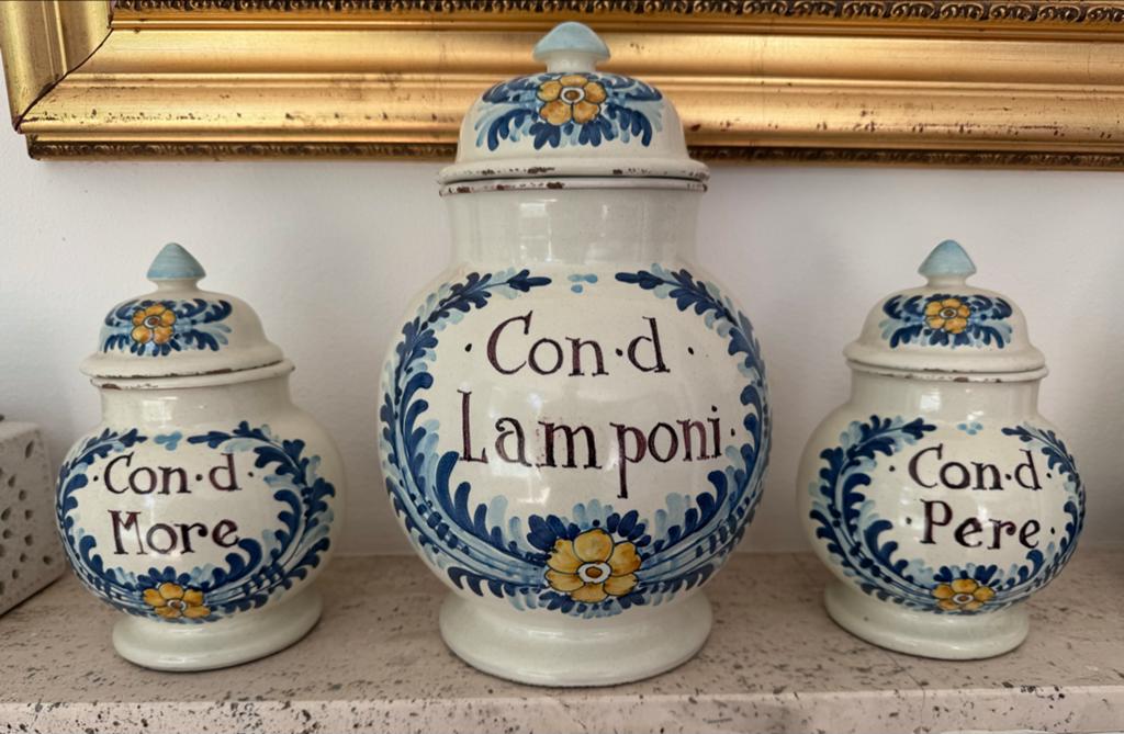 Set van 3 Antieke Italiaanse Apothekerspotten - vintage, Antiek en Kunst, Ophalen of Verzenden