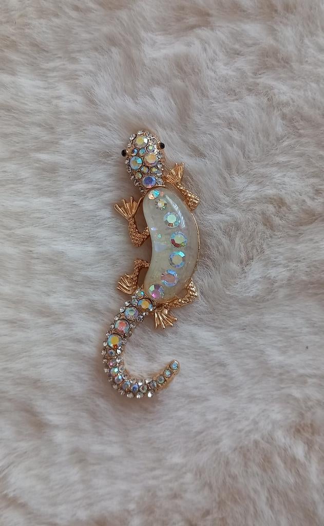 Mooie hagedissen broche, Overige materialen, Nieuw, Ophalen of Verzenden, Goud
