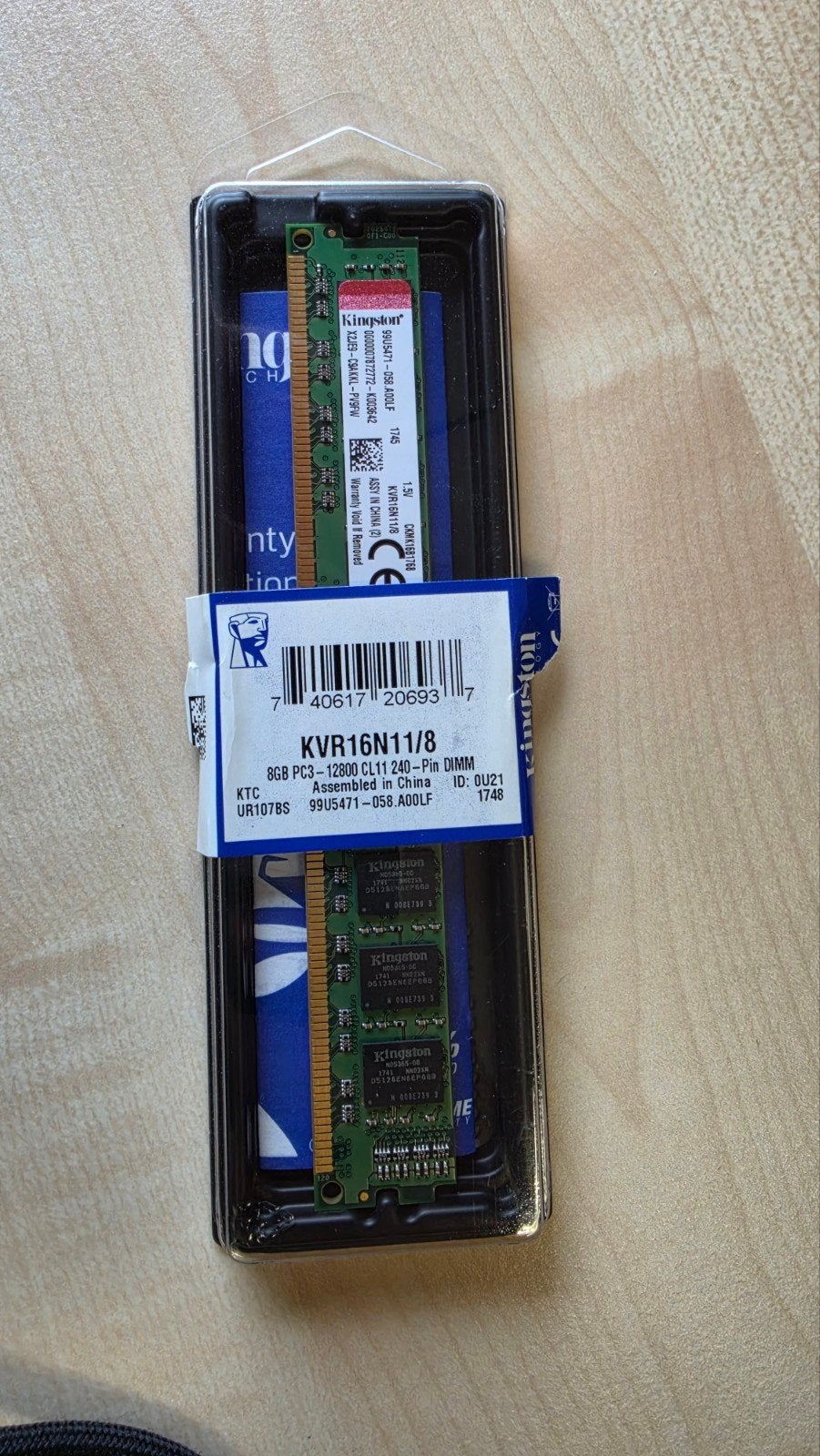 Kingston 8GB DDR3 RAM Geheugenmodule KVR16N11/8, Computers en Software, RAM geheugen, 8 GB, Nieuw, DDR3, Ophalen of Verzenden